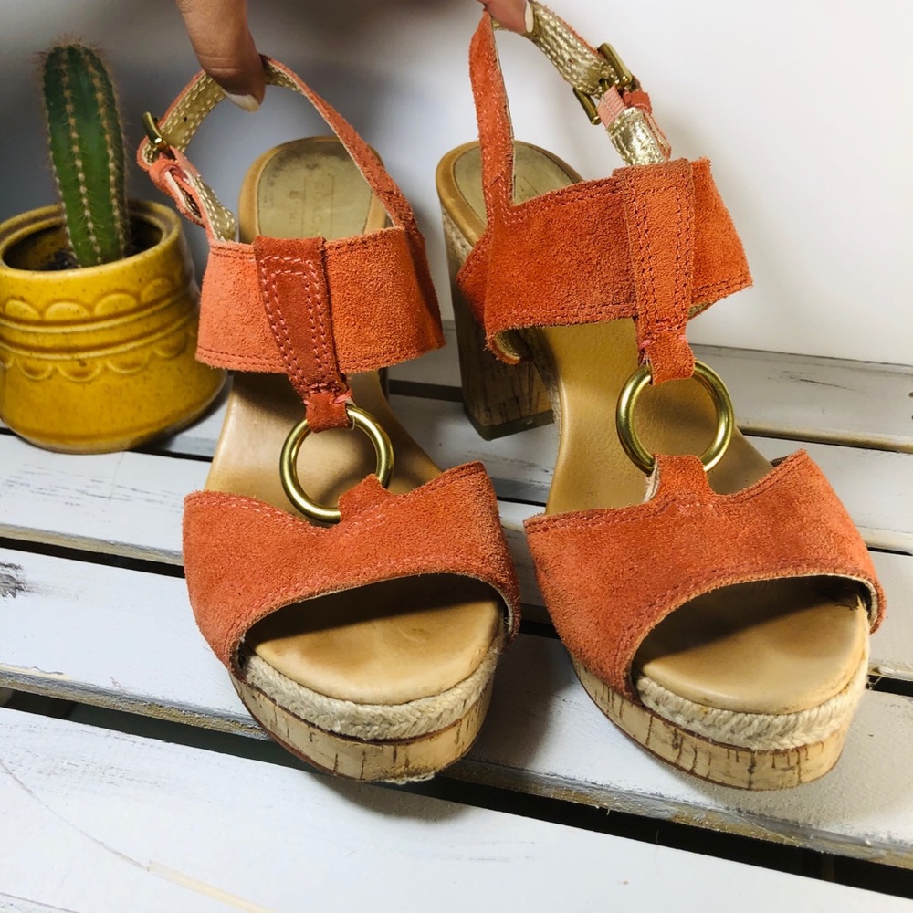 COACH Valeann Suede Cork Platform Heel